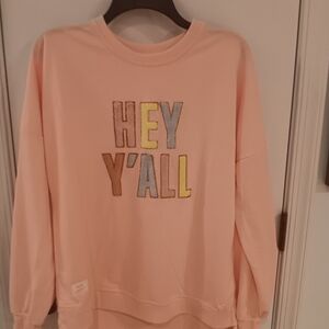 Hey Y'All Peach Graphic Crewneck Sweater - Women's